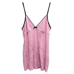 Y2K Eyeshadow Long Babydoll Top Size Large Pink Coquette Kawaii Feminine Bow